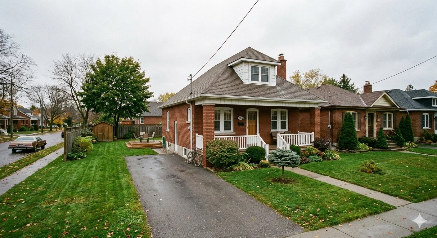 Detached older brick bungalow in East Hamilton with a deep rear yard — multi-unit conversion potential assessed by Gateway Group