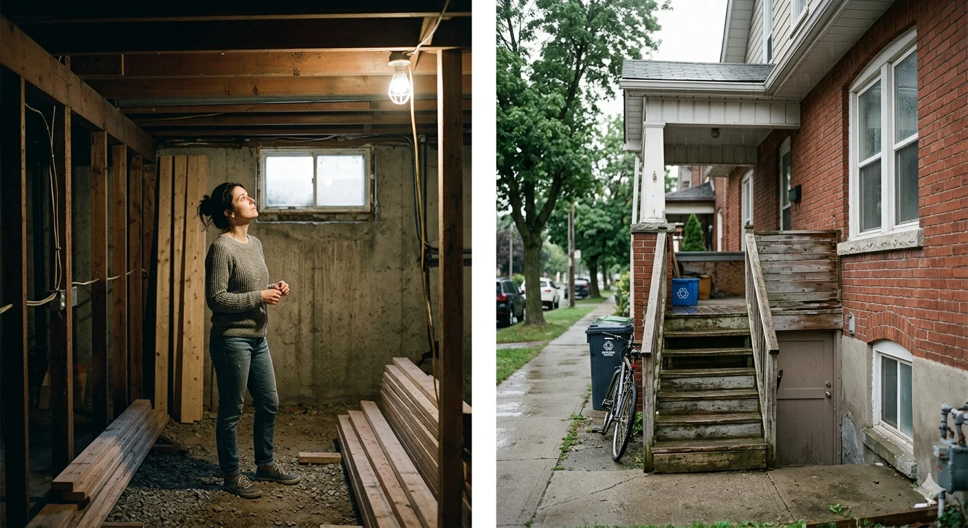 Hamilton homeowner looking at basement conversion potential — older detached home with unfinished basement being assessed for a legal secondary suite by Gateway Group