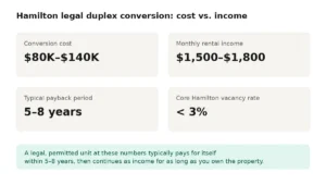 Hamilton duplex conversion cost and rental income comparison chart